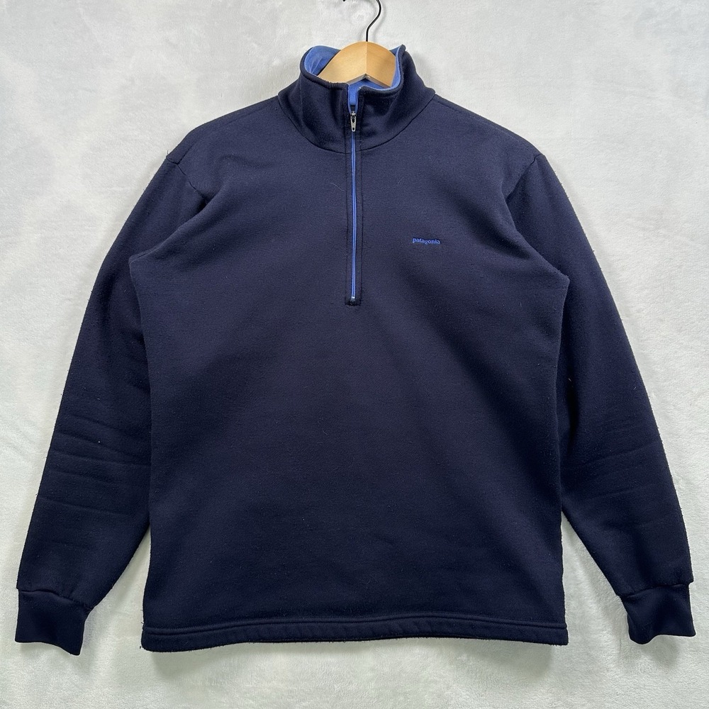 Patagonia Mens Capilene 1/2 Zip Fleece Pullover Jacket Navy Blue Medium USA Made
